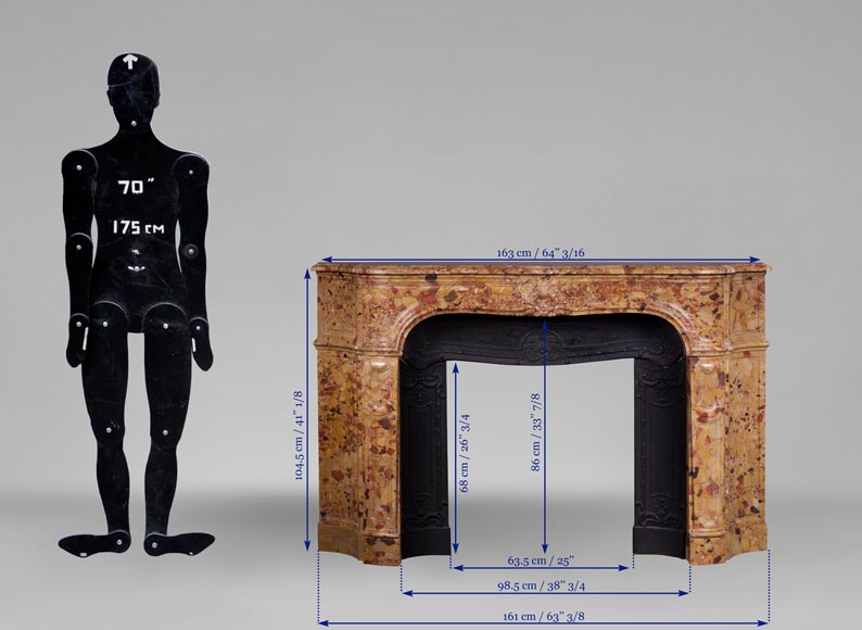 Редкий старинный камин эпохи Регентства с чугунной внутренней вставкой, изготовленный из брекчиевидного мрамора из Халеба. Редкий старинный камин эпохи Регентства с чугунной внутренней вставкой, изготовленный из брекчиевидного мрамора из Халеба.-10